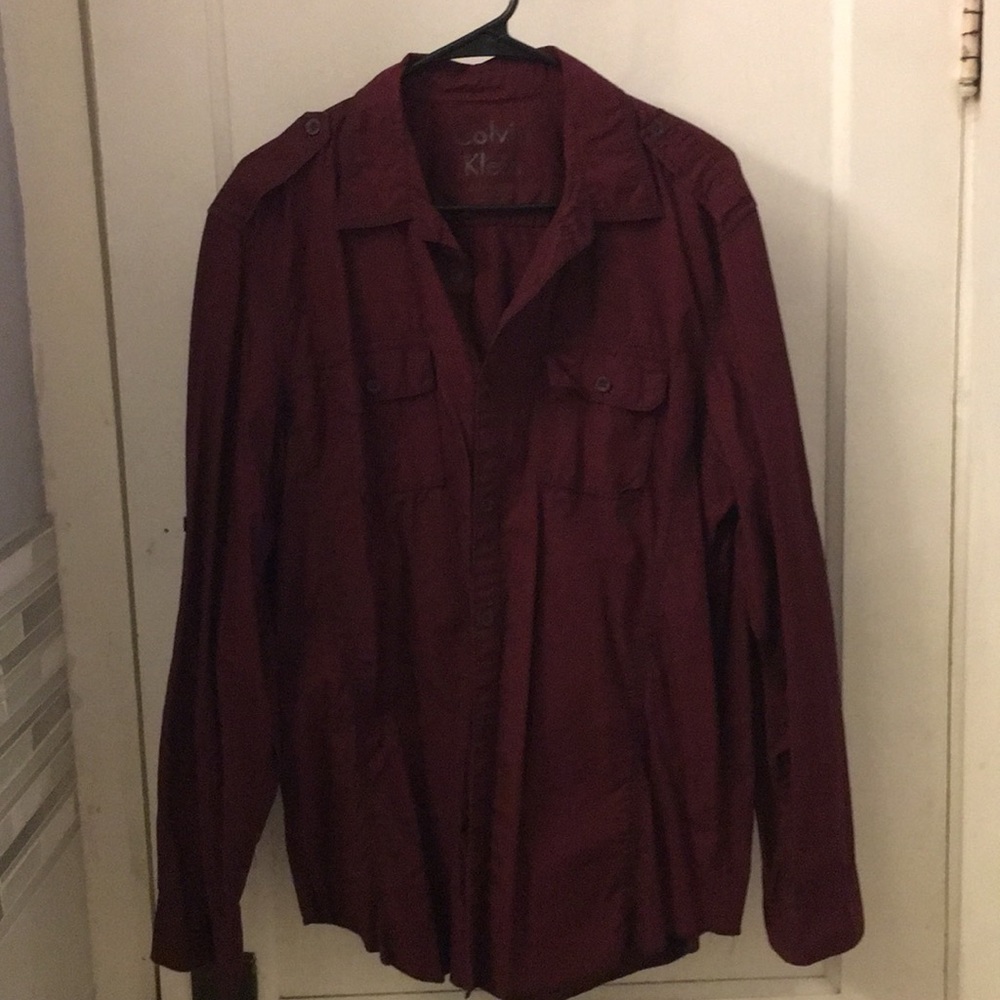 Calvin Klein dark red button down. Large